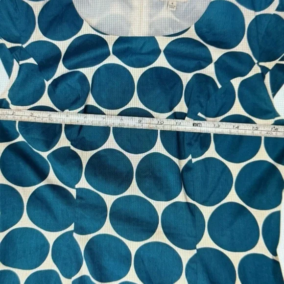 J Peterman RETRO Polka Dot Pencil Dress Women's Size 4 Lined Teal/White Preppy - Picture 8 of 11